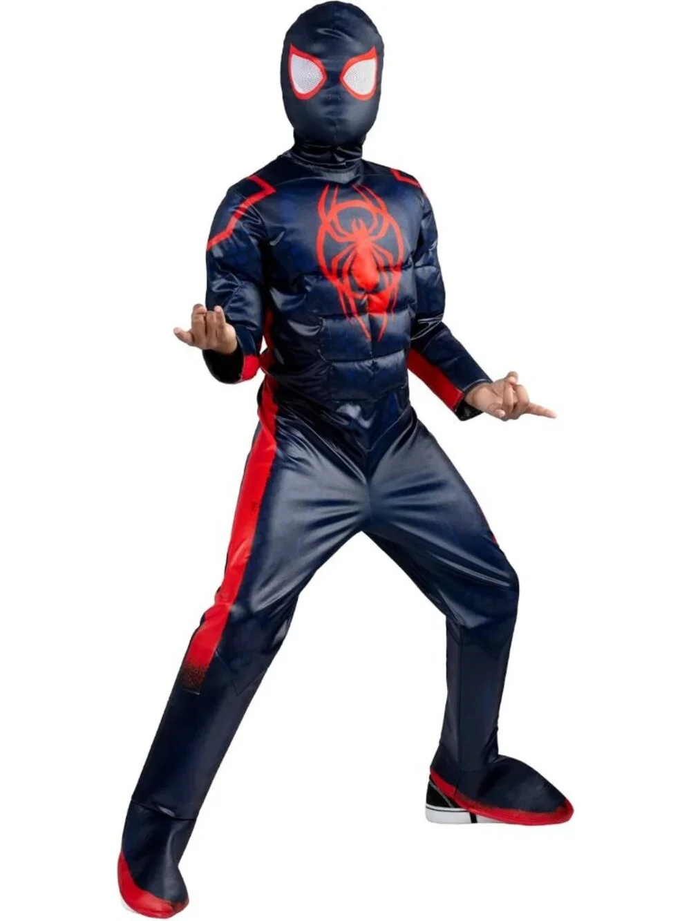Youth Spider-Man Halloween Costume - Premium Padded Jumpsuit & Fabric Mask